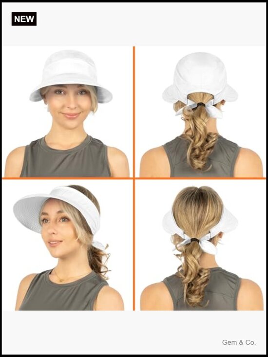 UPF 50+ Wide Brim Zip-Off Ponytail Visor Hat Foldable Travel Hiking main image 4